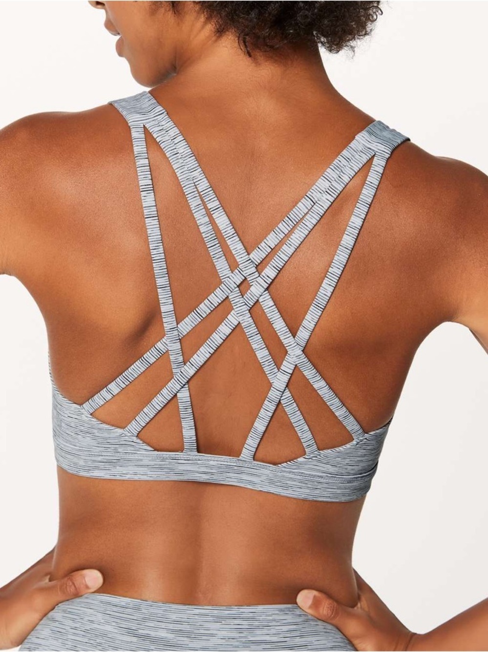 Lululemon Free To Be Serene Strappy Sports Bra Wee Are From Space Grey White